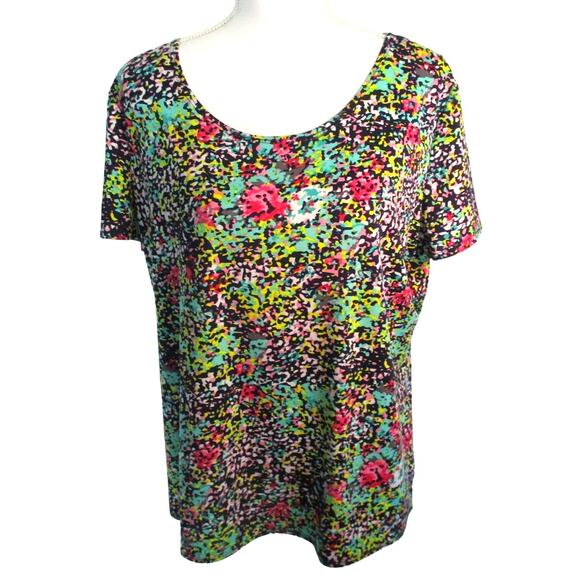 Notations Women's Short Sleeve Multi Color Stretch Shirt Size XL - Picture 1 of 11
